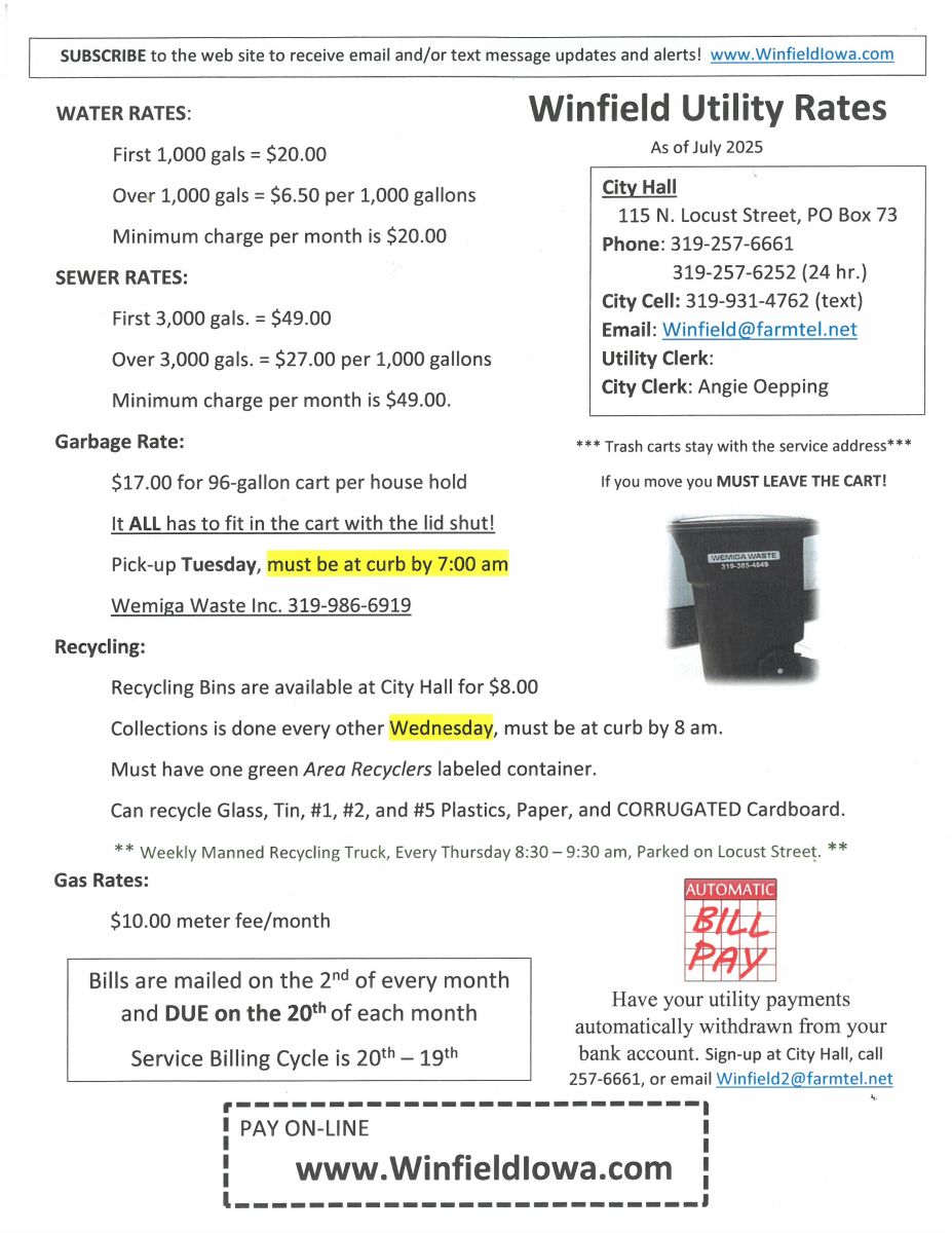 Winfield Utility Rates