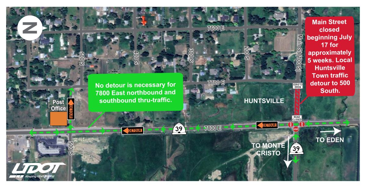 road closure flyer 100 S. Huntsville