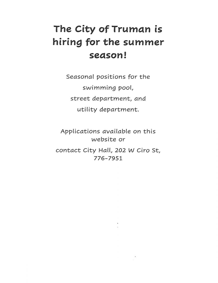 flyer for Summer Employment
