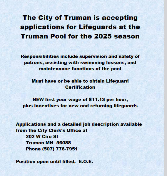 Hiring of Lifeguards for the 2025 Season