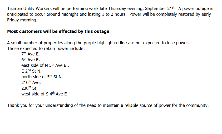 Outage Information