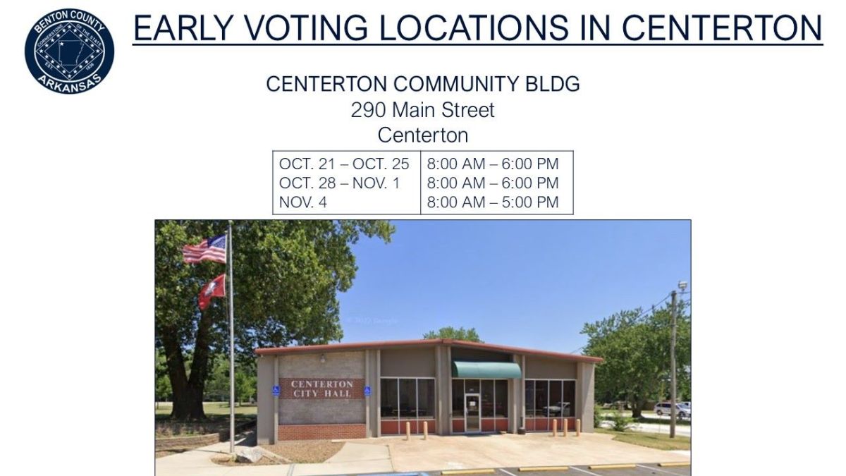 Centerton Hall voting location, times and dates 