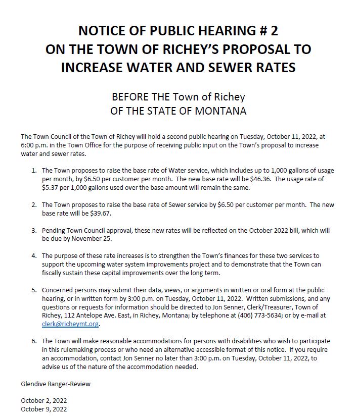 Public Hearing 02 - Proposal to Increase Water & Sewer Rates