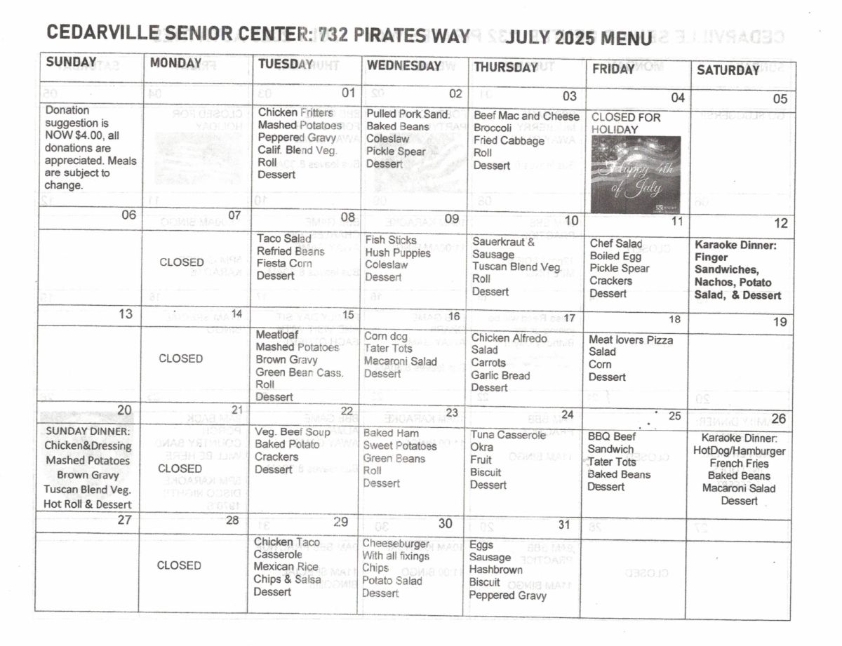 july 2025 menu 