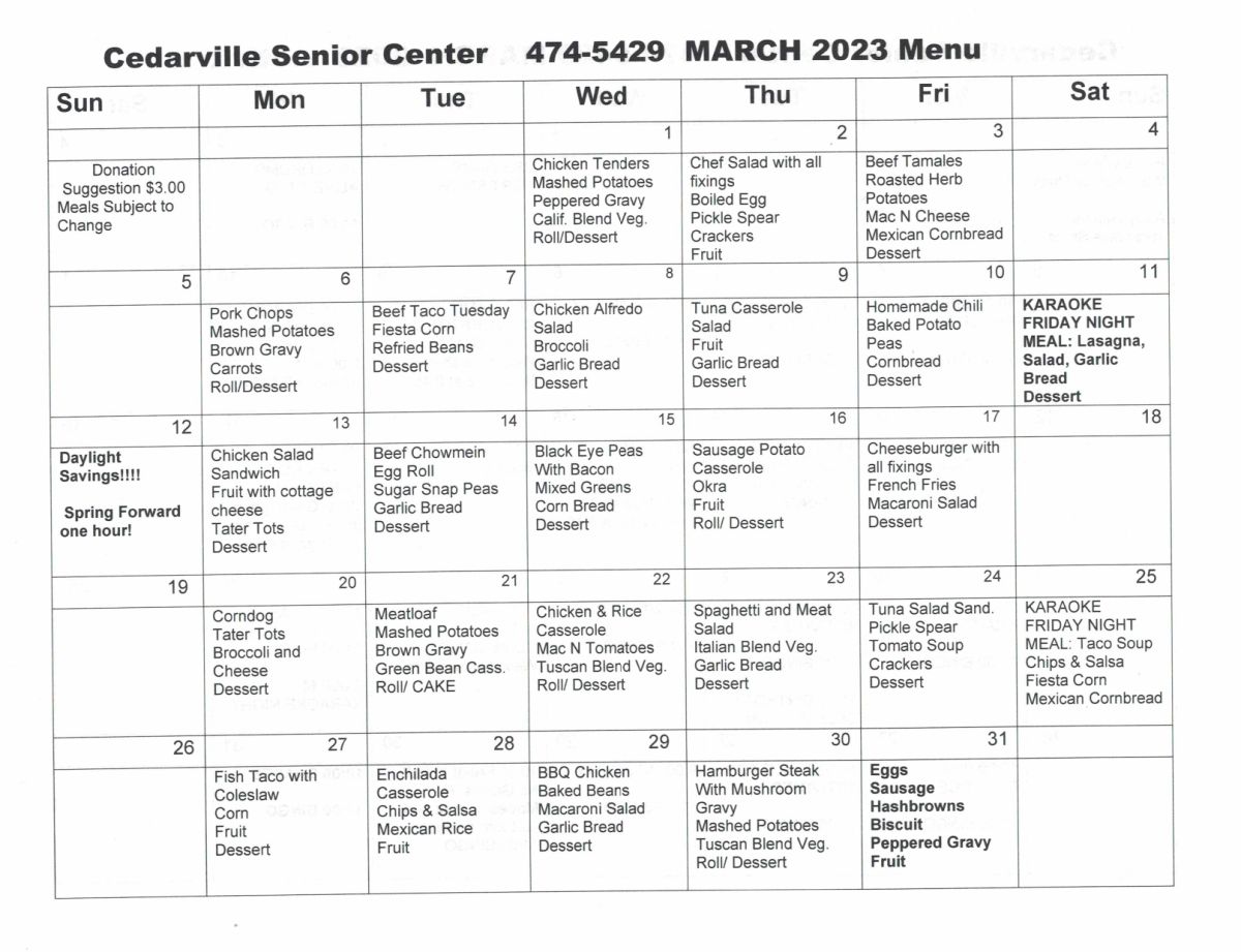 Senior Citizen Center | City of Cedarville Arkansas