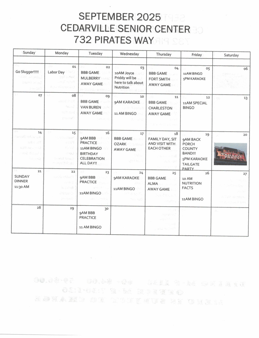 September 2025 Senior Inn Activities Calendar
