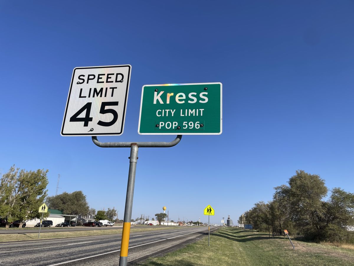 City of Kress City Limit Sign