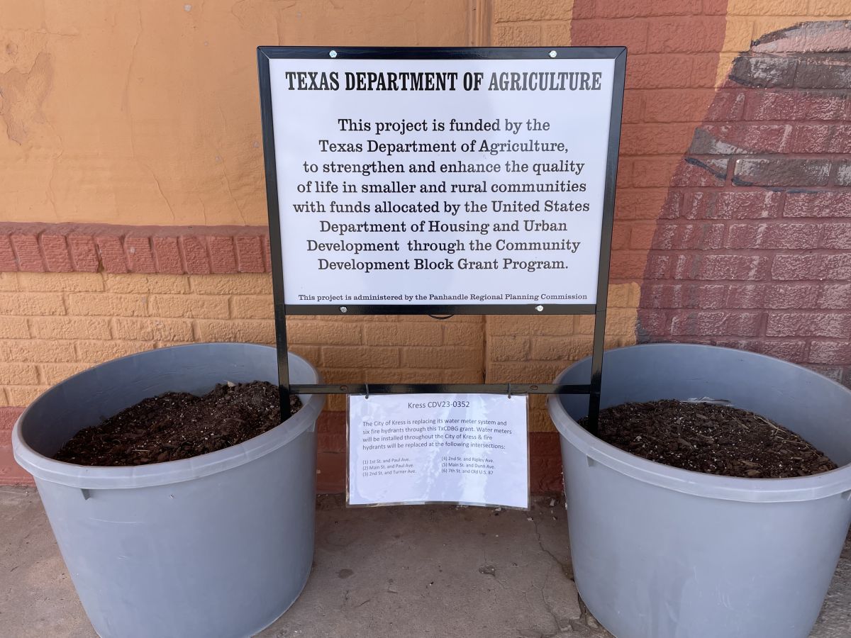 Panhandle Regional Planning Commission Sign in front of Kress City Hall