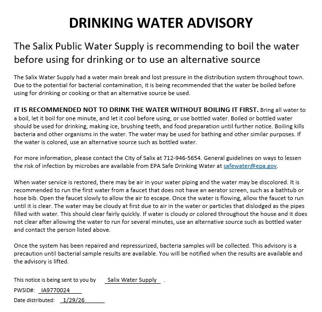 Boil Water Advisory
