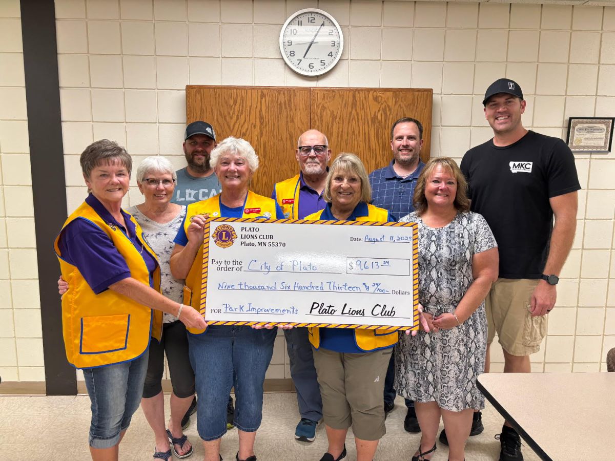 Plato Lions and City Council Members Check Presentation 