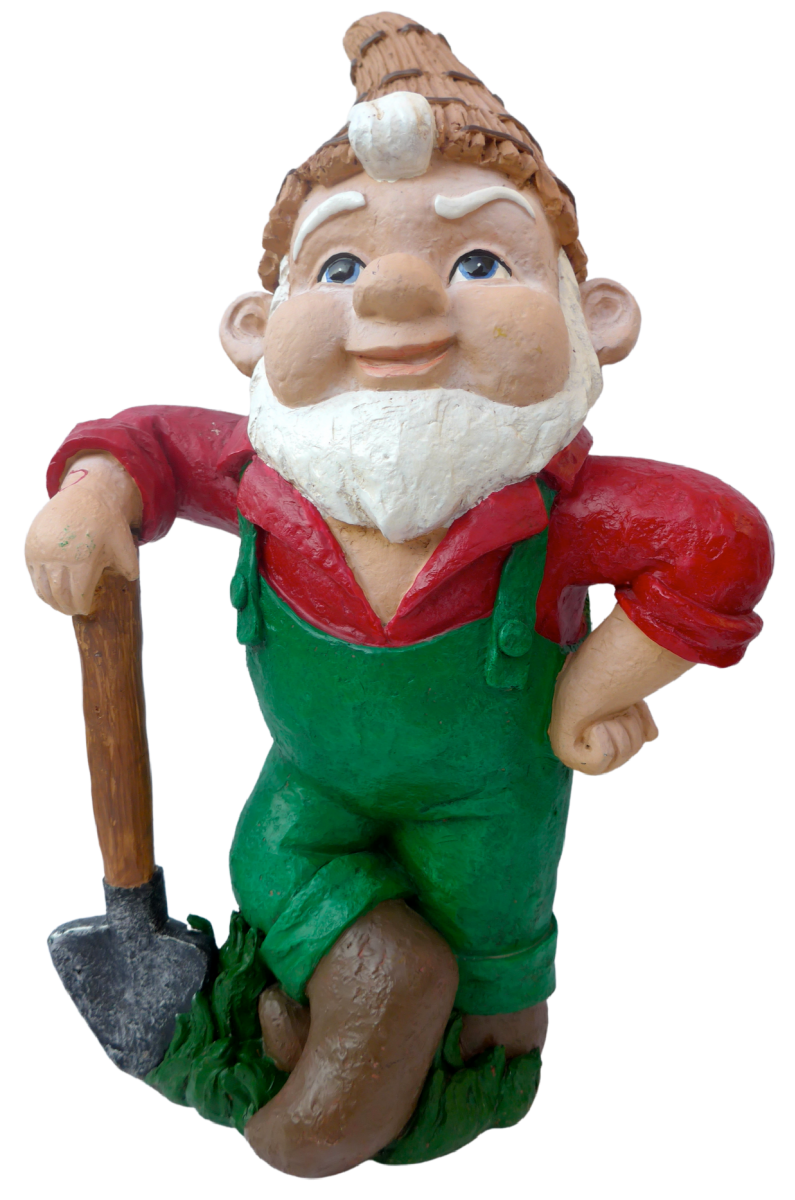 Gnome with shovel and construction